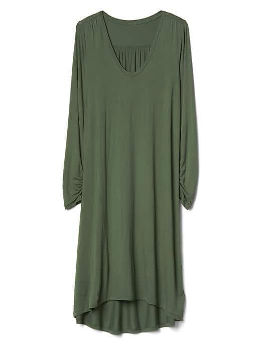 Gap Women Long Sleeve Swing Dress - Jungle Green