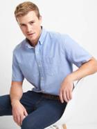 Gap Men Oxford Short Sleeve Standard Fit Shirt - Imperial Blue