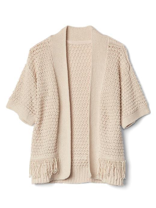 Gap Fringe Short Sleeve Cardigan - Apricot