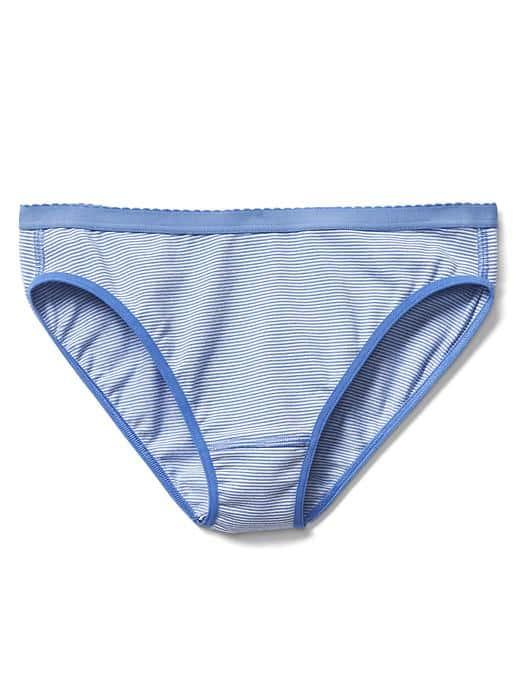 Gap Women High Cut Logo Bikini - Mini Stripe Cabana Blue