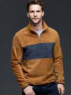 Gap Men Fleece Colorblock Henley - Cognac