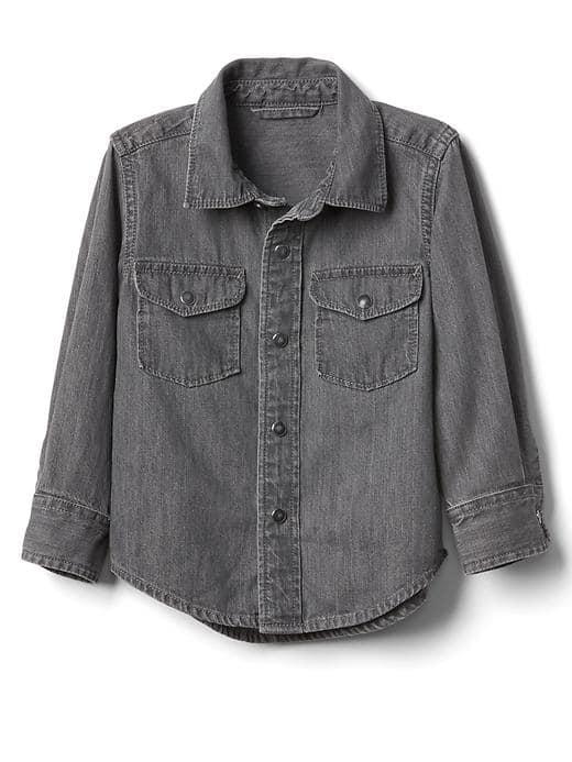 Gap 1969 Grey Western Denim Shirt - Light Gray Wash