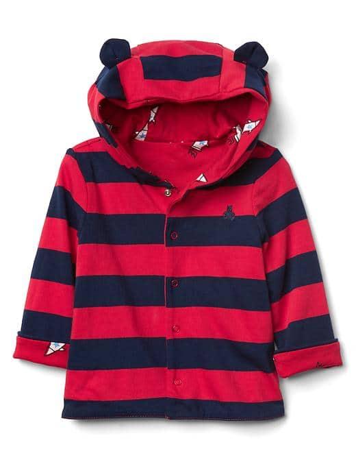 Gap Reversible Bear Snap Hoodie - Pepper Red