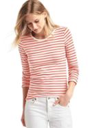 Gap Women Soft Stripe Long Sleeve Tee - Coral Stripe
