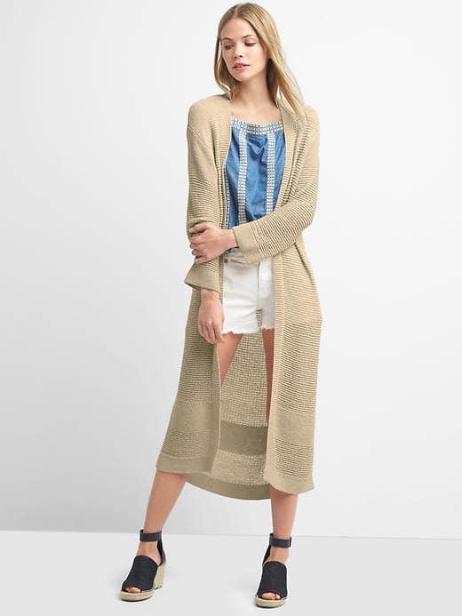 Gap Women Textured Knit Duster Cardigan - Anchorage Cream