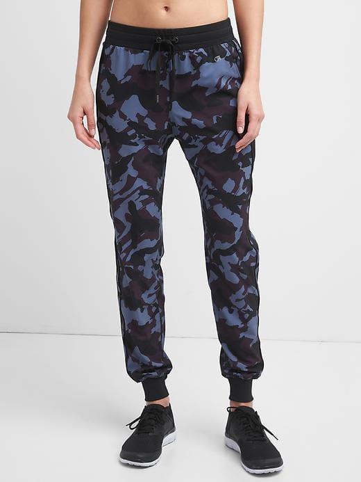 Gap Women Studio Stripe Panel Joggers - Blue Camo