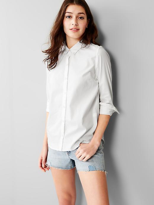 Gap Women Fitted Boyfriend Oxford Shirt - Optic White