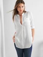 Gap Women Tencel Satin Popover Shirt - White