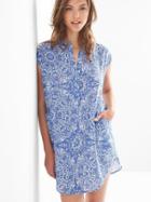 Gap Women Dream Well Print Sleep Dress - Casitas Tiles Blue