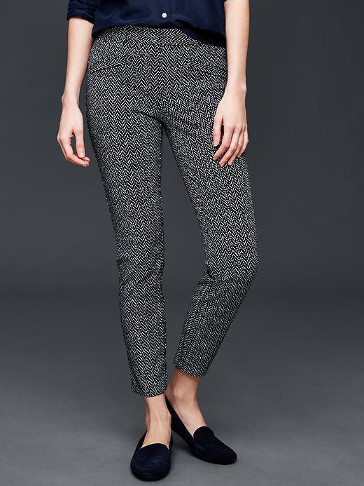 Gap Women Bi Stretch Skinny Ankle Pants - White & Black Print
