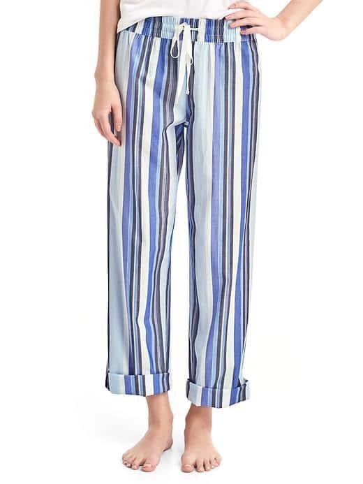 Gap Women Print Roll Tab Sleep Pants - Brooks Stripe Blue