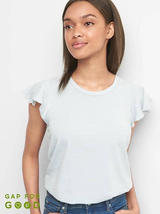 Gap Women Flutter Sleeve Vintage Tee - Ice Blue