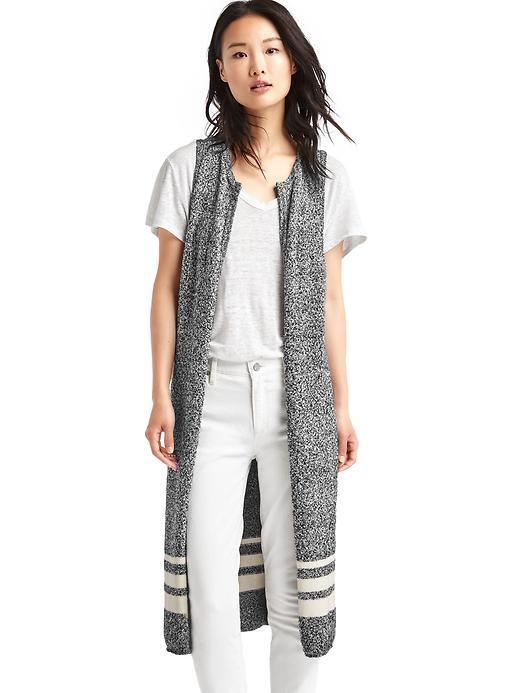 Gap Women Stripe Long Sweater Vest - Heather Grey