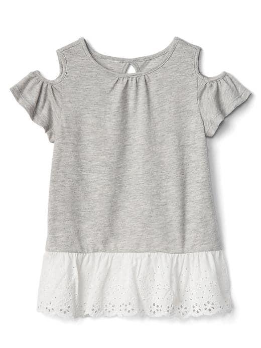 Gap Cold Shoulder Peplum Tee - Light Heather Gray