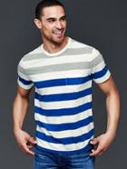 Gap Men Vintage Wash Large Stripe T Shirt - Gray Stripe