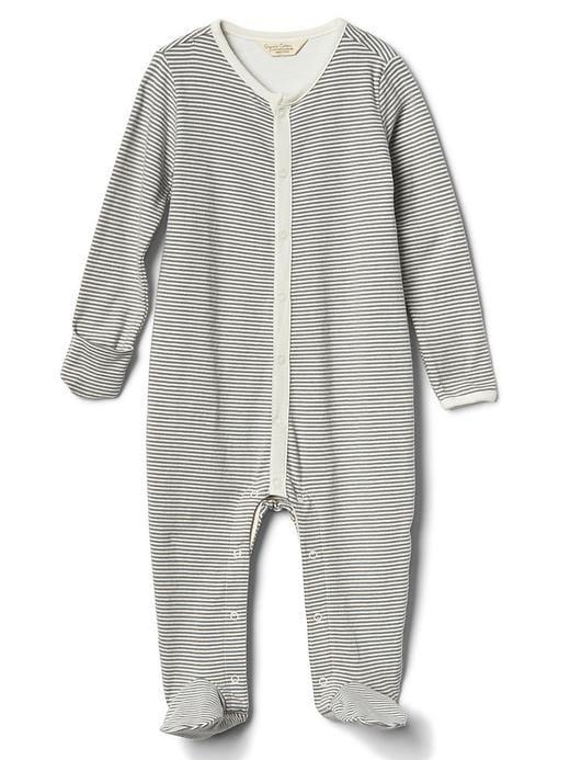 Gap Organic Striped Footed One Piece - Gray Stripe