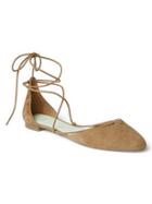 Gap Women Suede Lace Up D'orsay Flats - Camel