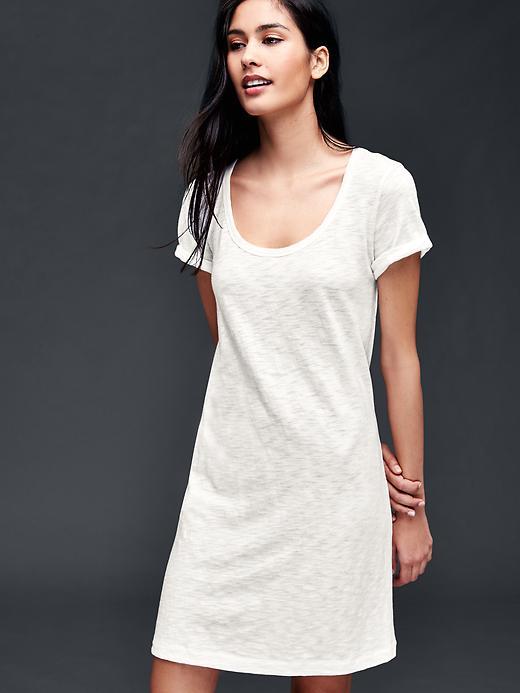 Gap Women Roll Sleeve T Shirt Dress - New Off White