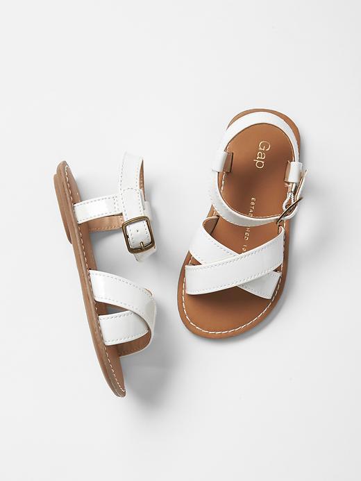 Gap Patent Cross Strap Sandals - White