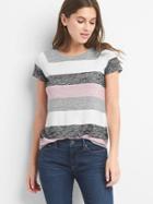 Gap Women Softspun Stripe Cap Sleeve Tee - Pink Stripe