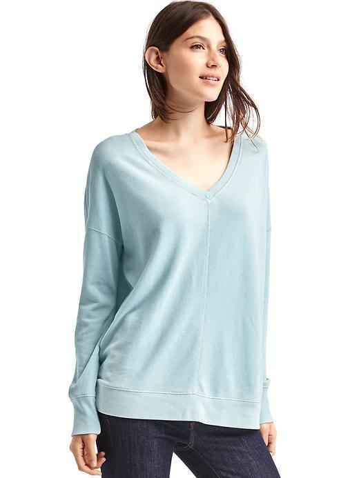 Gap Women V Neck Swing Sweatshirt - Island Blue