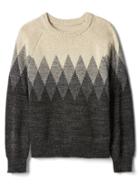 Gap Diamond Knit Pullover Sweater - Light Gray Heather