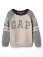 Gap Varsity Sleeve Logo Sweater - Oatmeal Heather