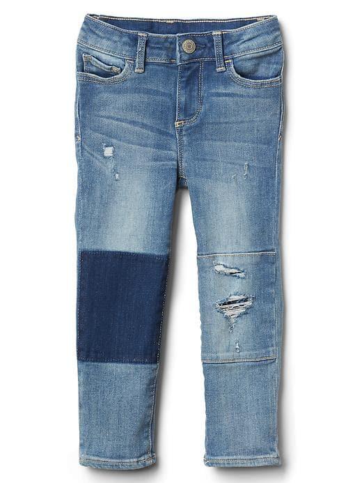 Gap High Stretch Rip & Repair Skinny Jeans - Light Wash