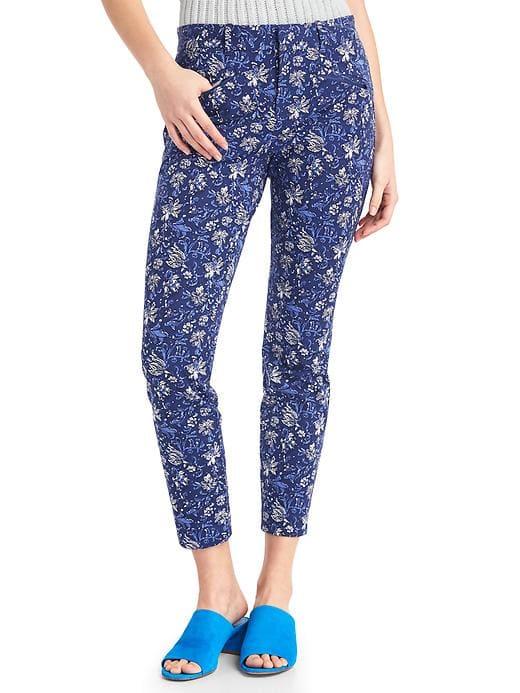 Gap Women Bi Stretch Skinny Ankle Pants - Blue Floral
