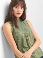 Gap Women Swiss Dot Lace Tank - Desert Cactus