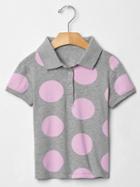 Gap Printed Pique Polo - Light Heather Gray