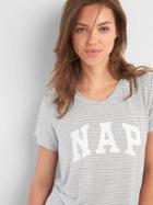 Gap Women Mix And Match Short Sleeve Sleep Shirt - Light Heather Gray Stripe