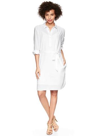 Gap Fluid Henley Shirtdress - Optic White