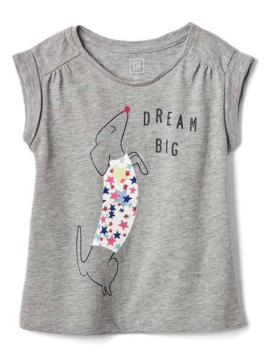 Gap Shirred Graphic Tee - Grey Heather