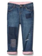 Gap 1969 Lined Straight Jeans - Indigo Patchwork