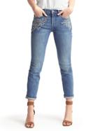 Gap Women Authentic 1969 Embroidered Daisy Best Girlfriend Jeans - Medium Indigo