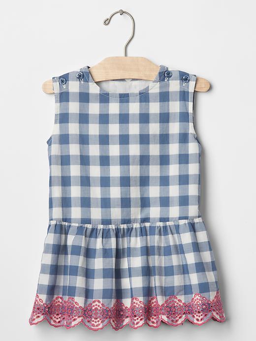 Gap Eyelet Gingham Dress. - Lt Blue Gingham