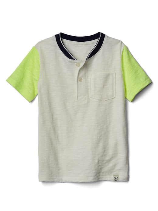 Gap Colorblock Slub Henley - Active Yellow