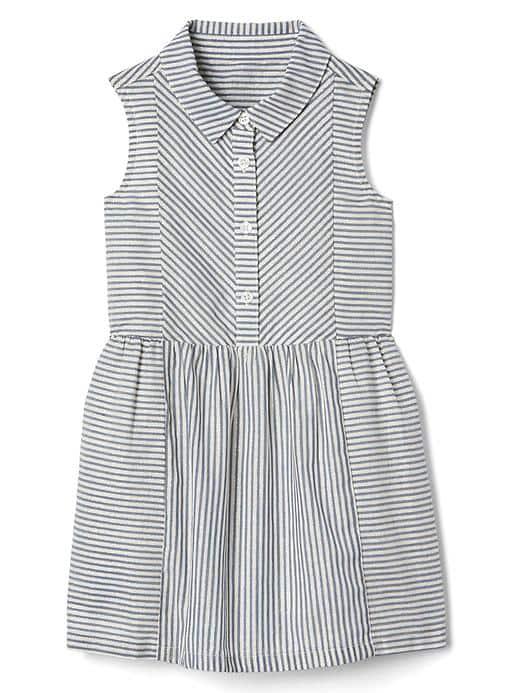 Gap Shimmer Stripe Sleeveless Shirtdress - Mix Stripe Navy White