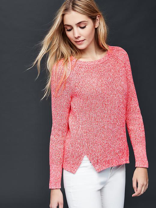 Gap Marled High Slits Sweater - Rose Bush