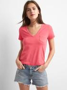 Gap Women Vintage Wash V Neck Tee - Rosehip