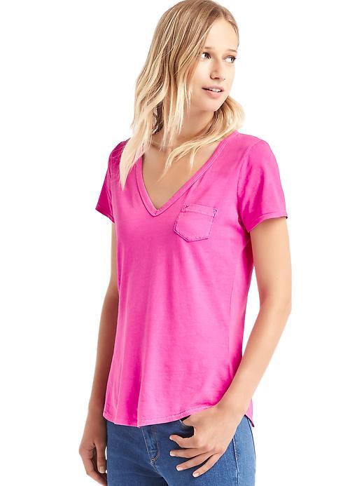 Gap Vintage Wash Sueded V Neck Tee - Standout Pink