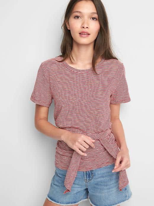 Gap Women Stripe Wrap Belt Tee - Red Stripe
