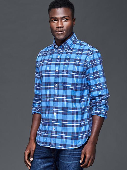 Gap Men Plaid Oxford Shirt - Blue