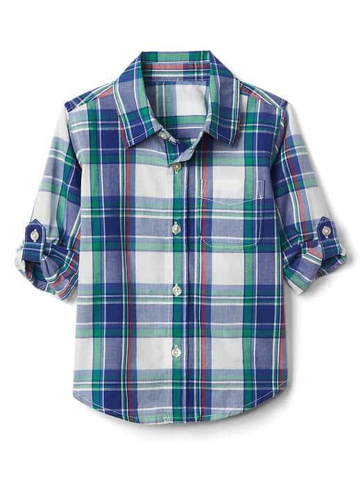 Gap Plaid Poplin Convertible Shirt - New Off White