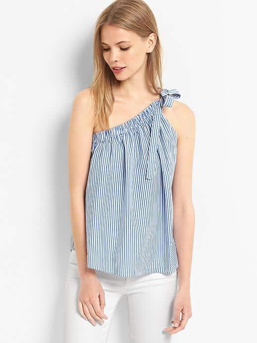 Gap Women Stripe One Shoulder Top - Blue Stripe