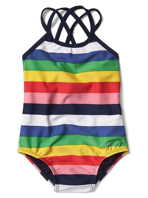 Gap Stripe Crisscross Swim One Piece - Classic Multi Stripe