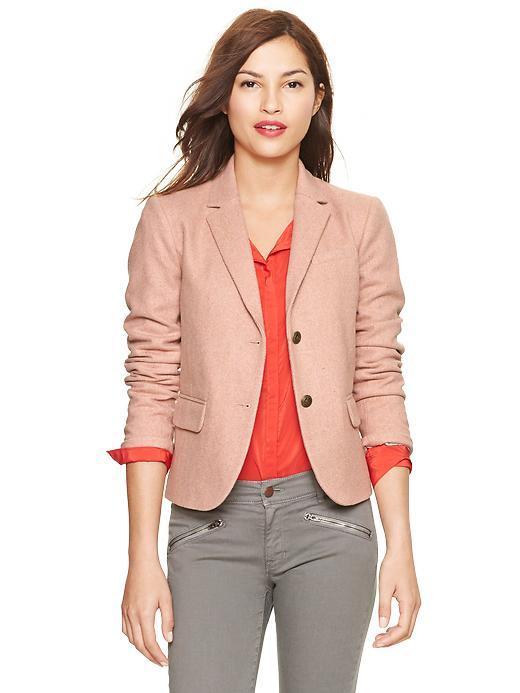 Gap Herringbone Academy Blazer - Pink Herringbone