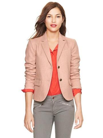 Gap Herringbone Academy Blazer - Pink Herringbone