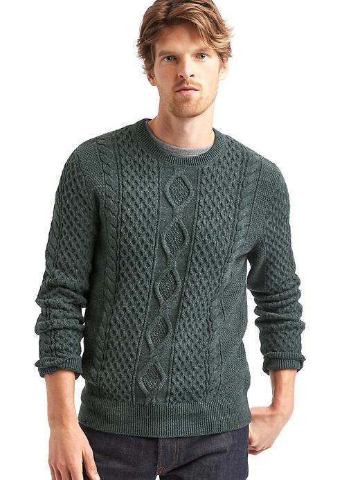 Gap Men Nepped Cable Knit Sweater - Pine Green